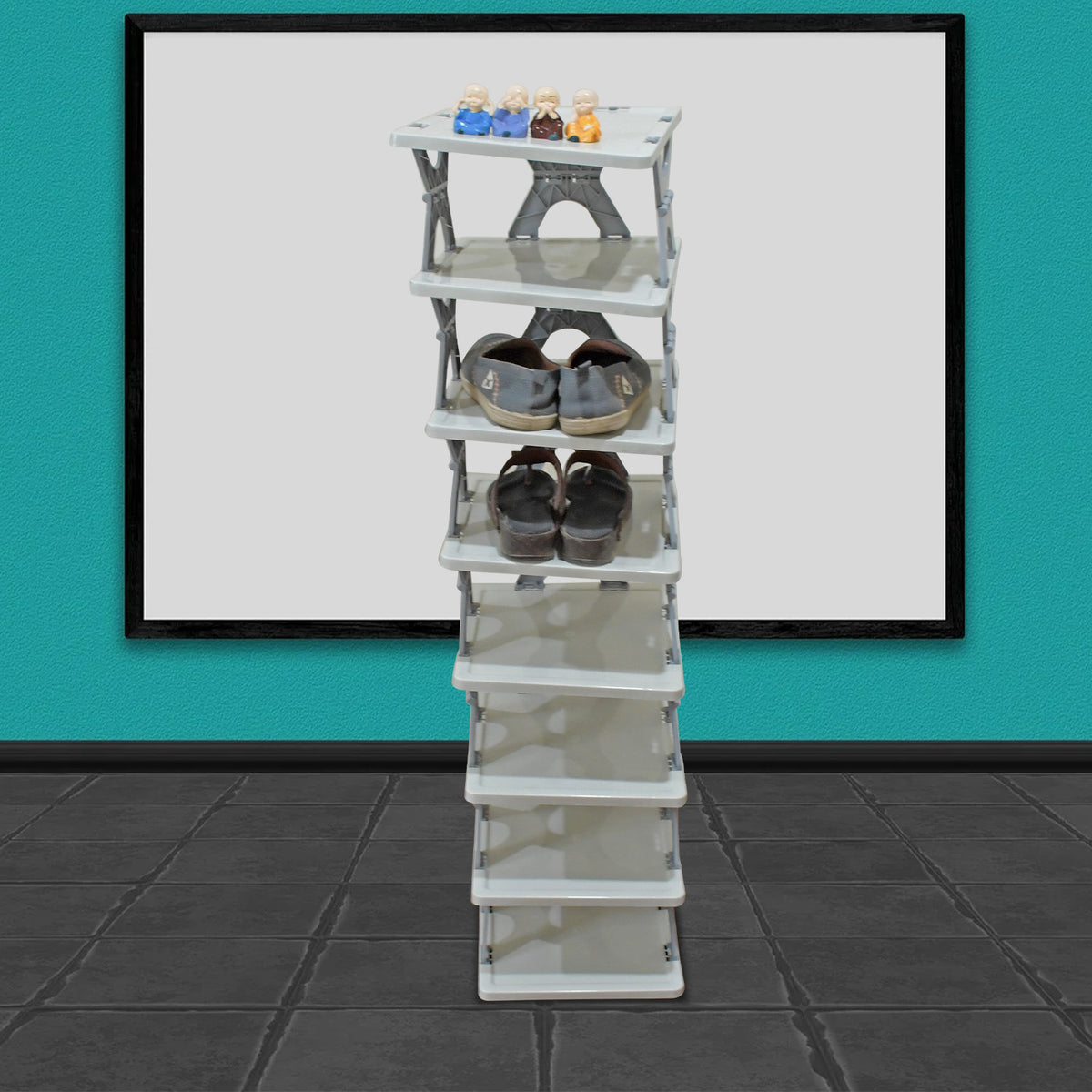 Smart Shoe Rack Shoes Stand Multifunctional Entryway Foldable Collapsible Door Shoe Rack Free Standing Heavy Duty Plastic Shoe Shelf Storage Organizer Narrow Footwear Home (1 Pc 4 Layer 6 Layer 8 Layer)