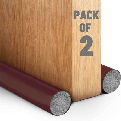 Door Protector- Door Draft Fabric Cover Guard Door Gap Sealer Protector Door Mounted Door Stopper Door Mounted Door Stopper Sound-Proof Reduce Noise Waterproof - Brown (Pack of 2)