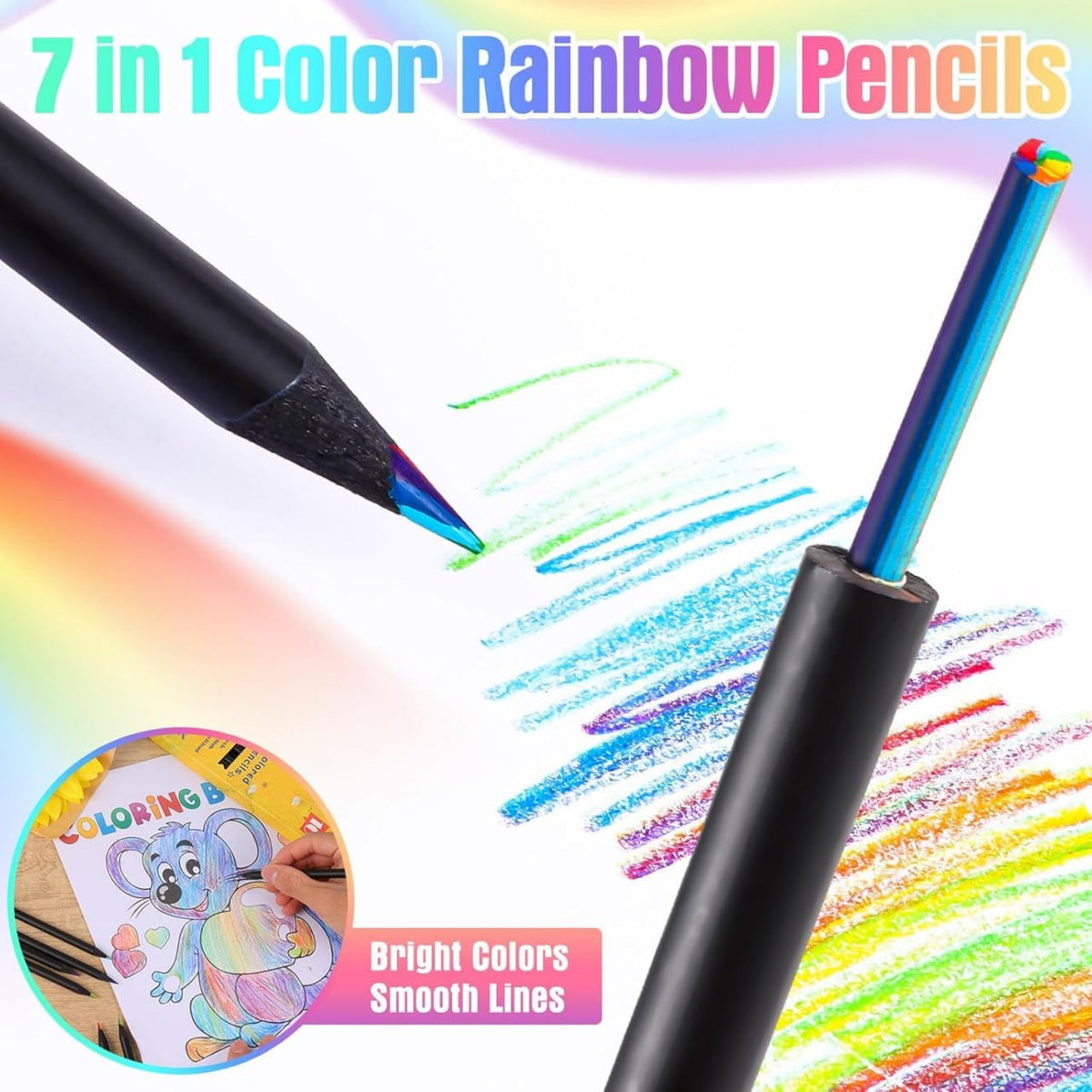 Rainbow Pencil Set | For Coloring/Drawing/Sketching Book | Wooden Mixed Pre-sharpened Pencil | Art/Craft Accessories.