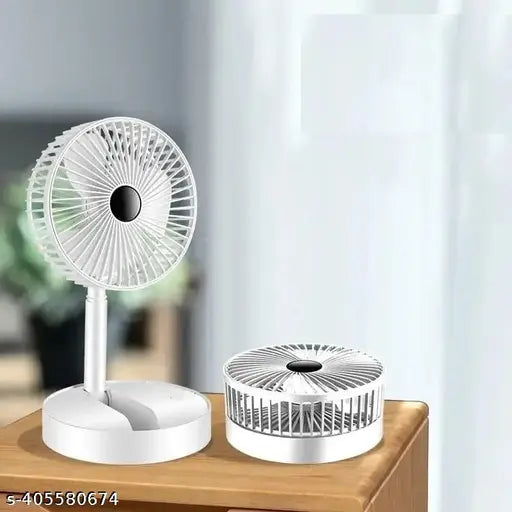 USB Rechargeable Desk Fan Telescopic Electric Desktop Fan Height Adjustable Foldable & Portable
