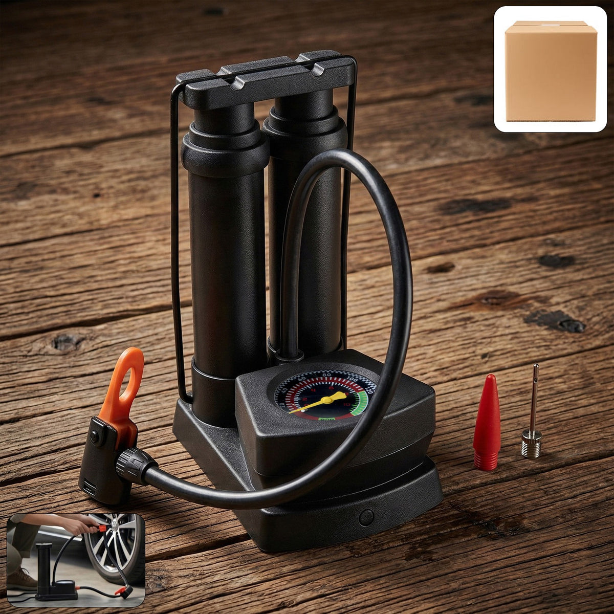 Double Cylinder Foot Air Pump (1 Set)