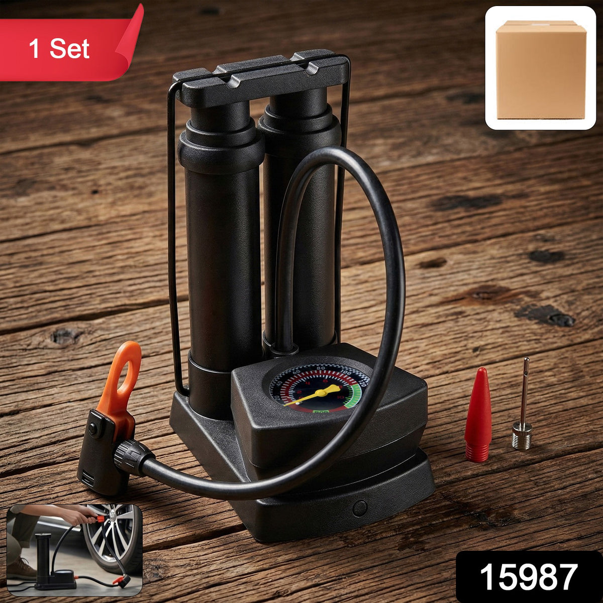 Double Cylinder Foot Air Pump (1 Set)