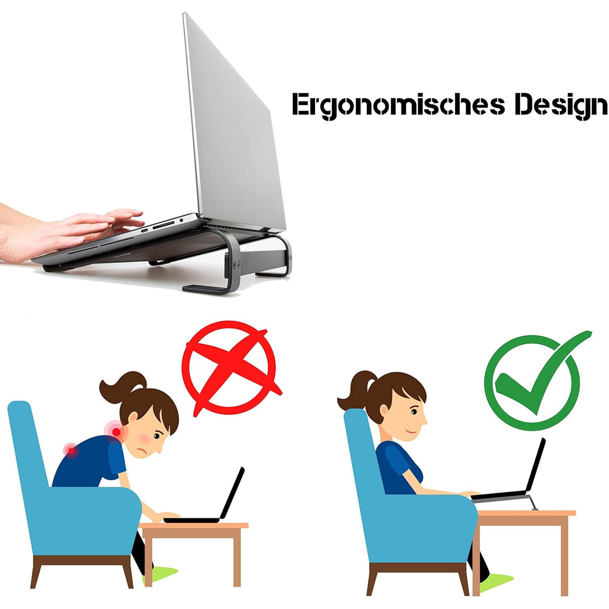 Fixed Metal Laptop Stand For Desk (25  26 Cm)