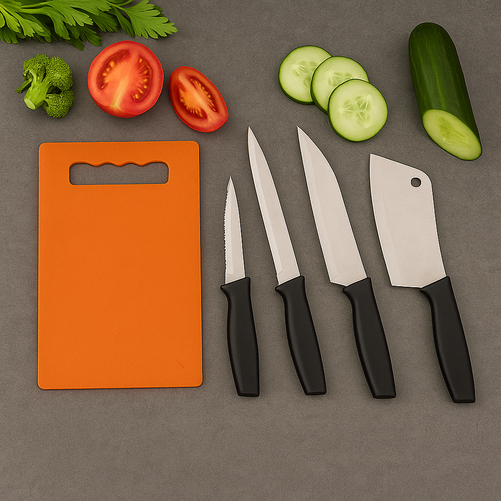 Chopping Board With Knife Set (Pack Of 5)