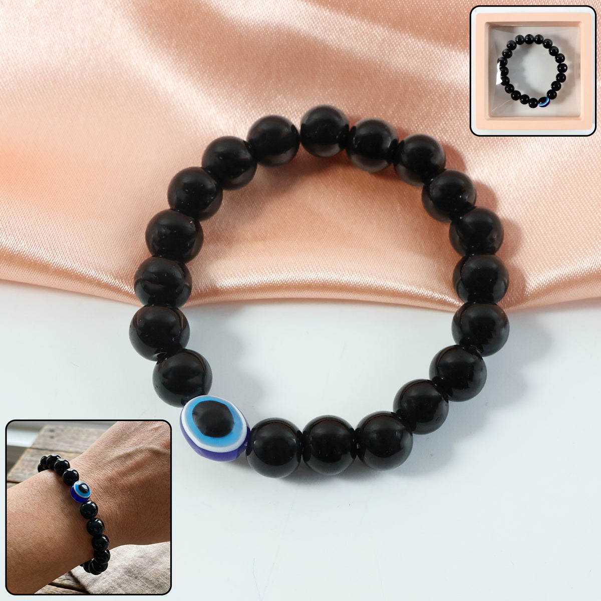 Elegant Dual-tone Crystal Beaded Stretch Bracelet (1 Pc)