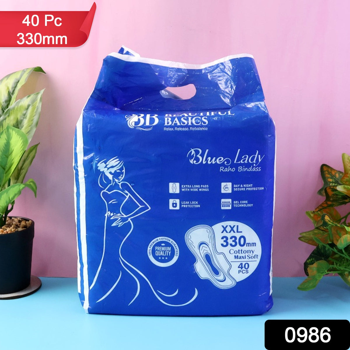 Blue Lady Extra Long Pads With Wides Wings Sanitary Pads  320 Mm 40-pack