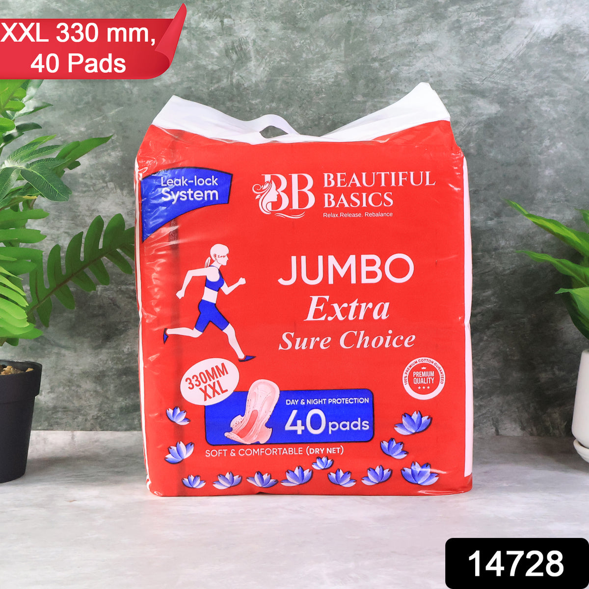 Beautiful Basics Jumbo Extra Sure Choice Sanitary Pads Xxl 330mm (40 Pc)