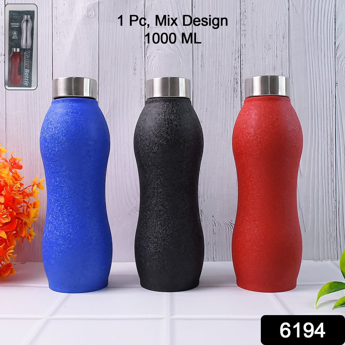 Stainless Steel Water Bottle (1000ml  Mix Colour  1 Pc  Crocodile)